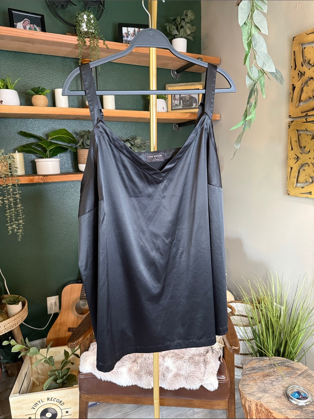 Lane Bryant Black Satin Slip Cami
